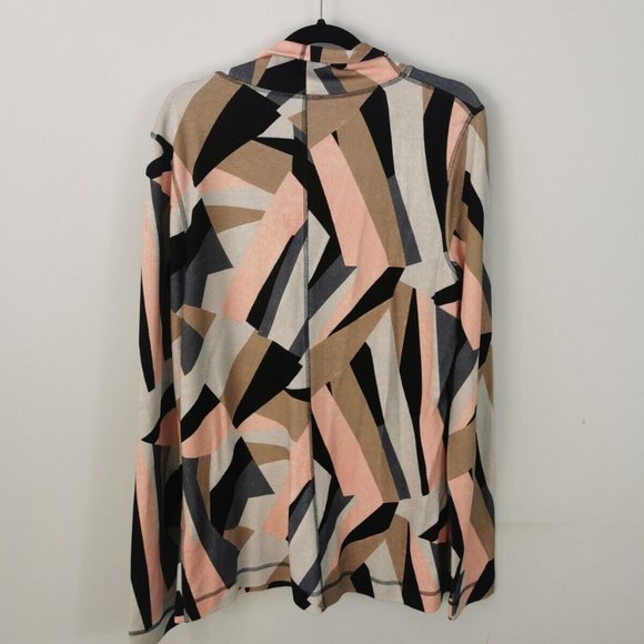 COS Geometric Print Long Sleeve Turtleneck Roll Neck Top Pink Grey Size Large - Picture 2 of 7